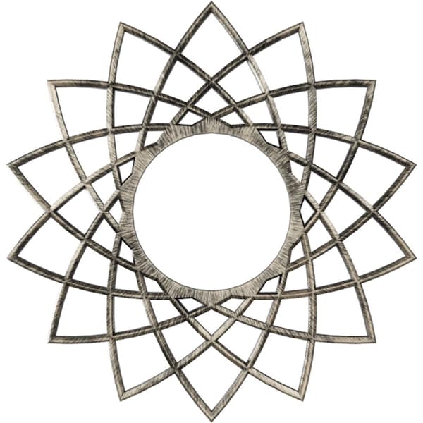 Ekena Millwork Eleanor Architectural Grade PVC Pierced Medallion, 32"OD x 12 3/8"ID x 1"P, Antiqued Warm Silver CMPP32EAAWS - main